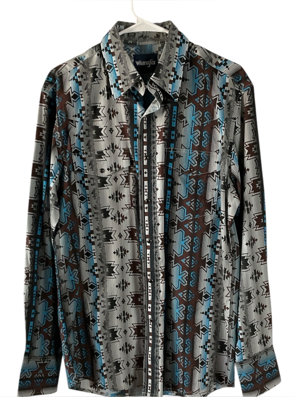 Wrangler Southwestern Aztec Geometric Print Button Down Shirt Men’s Size M NWOT